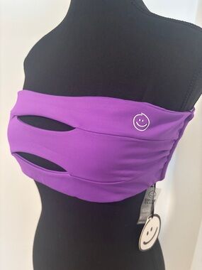 Smile Club Purple Strapless Cutout Bandeau Top Women’s Large Athletic Festival